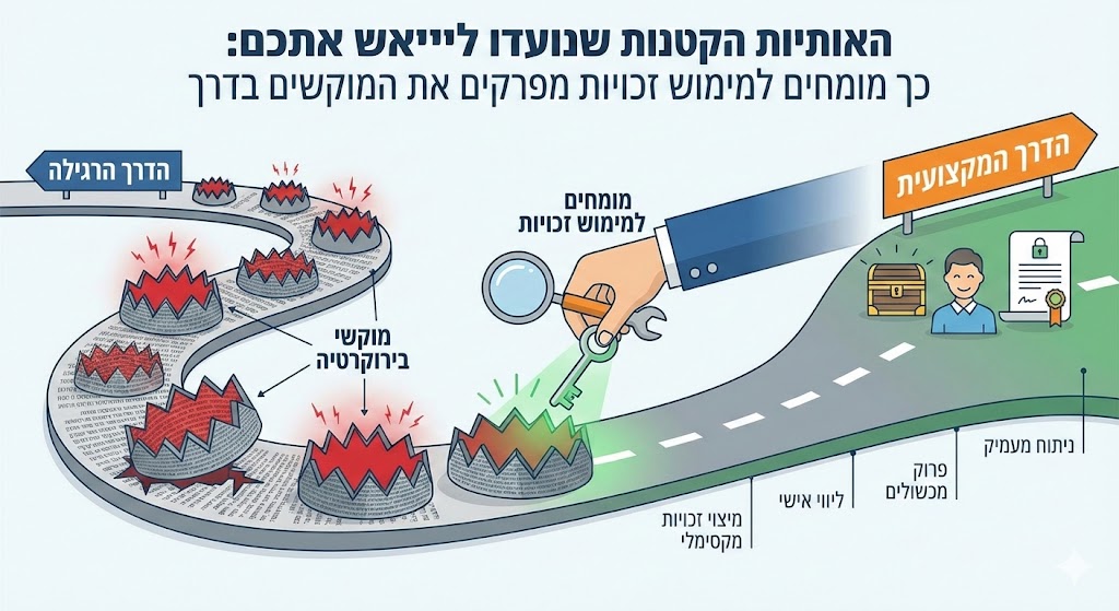 האותיות הקטנות שנועדו לייאש אתכם: כך מומחים למימוש זכויות מפרקים את המוקשים בדרך